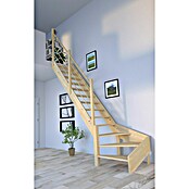 Starwood Raumspartreppe Korfu (Breite: 80 cm, Fichte, Geschosshöhe: 300 cm, 1/4-gewendelt links, Montageseite Geländer: Links, Designgeländer Holz/Holz, Ohne Setzstufen) | BAUHAUS