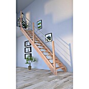 Starwood Raumspartreppe Mykonos (Breite: 81 cm, Buche, Geschosshöhe: 280 cm, Gerade, Montageseite Geländer: Links, Geländer Holz/Edelstahl, Ohne Setzstufen) | BAUHAUS
