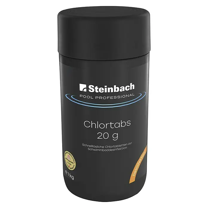 Steinbach Pool Professional Chlortabs - 1 kg - Steinbach Chlortabs 20 g: Schnelllösliche Chlortabletten zur Schwimmbaddesinfektion, ideal für sauberes und hygienisches Poolwasser.