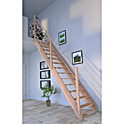 Starwood Raumspartreppe Rhodos (Breite: 80 cm, Buche, Geschosshöhe: 300 cm, Gerade, Montageseite Geländer: Links, Designgeländer Holz/Holz, Ohne Setzstufen) | BAUHAUS