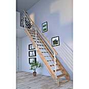 Starwood Raumspartreppe Rhodos (Breite: 84 cm, Eiche, Geschosshöhe: 300 cm, Gerade, Montageseite Geländer: Wahlweise links/rechts, Designgeländer Edelstahl, Ohne Setzstufen) | BAUHAUS