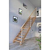 Starwood Raumspartreppe Mykonos (Breite: 85 cm, Eiche, Geschosshöhe: 280 cm, Gerade, Montageseite Geländer: Wahlweise links/rechts, Designgeländer Holzrundstäbe, Ohne Setzstufen) | BAUHAUS