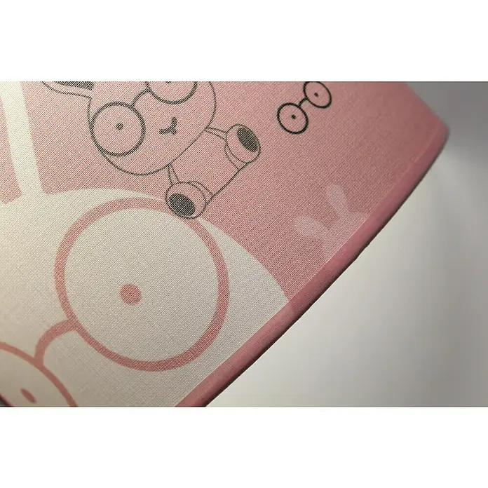 Idp Lampshades Lámpara colgante redonda Bunny - 40 W, Ø x Al: 30 x 20 cm, Rosa, Rosa, E27 - Encantadora pantalla de lámpara rosa con un diseño de conejito y gafas, perfecta para la habitación de un niño, que ofrece una iluminación suave y ambiental.