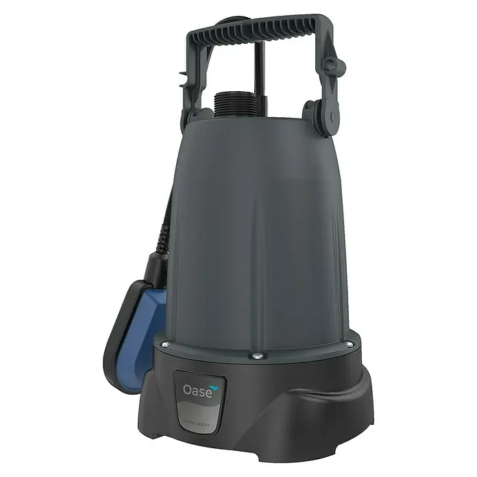 Oase ProMax Rain Regenfasspumpe ProMax Rain - 370 W, 4.000 l/h - Bild einer Oase Schmutzwasserpumpe in Grau und Schwarz, ideal für Teiche und Aquarien.