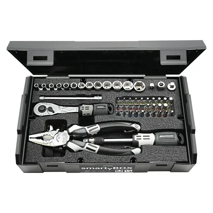 Matador Werkstattwagen Ratio smartyCAR - L x B x H: 78,5 x 47 x 103 cm, Anzahl Schubladen: 7 Stk. - Matador Smarty Box Werkzeugkoffer mit einer Vielzahl von Werkzeugen, ideal für Handwerker und Heimwerker.