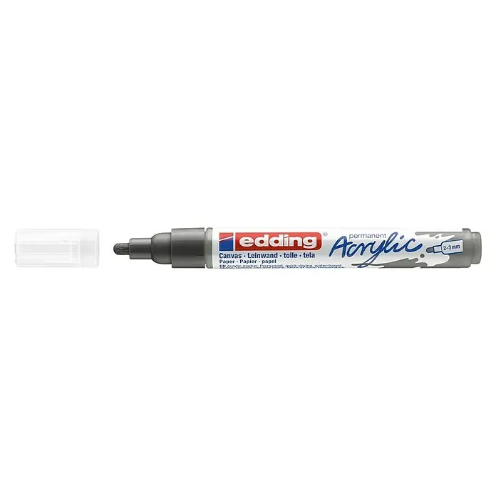 Edding Marker 5100 - Anthrazit matt, Strichstärke: 2 mm - 3 mm - Edding Permanent Acrylic Marker in Silber, ideal für Leinwand, Papier und mehr. Schnelltrocknend und wasserbasiert.