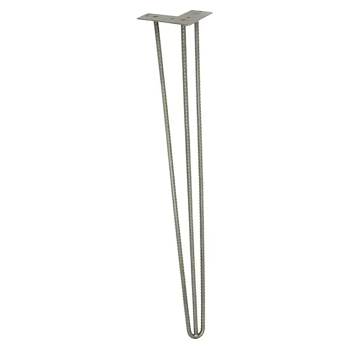 Wagner System Möbelfuß - Höhe: 71 cm, Stahl, Silber - Rebar-Tischbein mit quadratischer Platte und drei Streben. Es ist ideal für Möbelbauprojekte, die einen industriellen Look erzielen wollen.