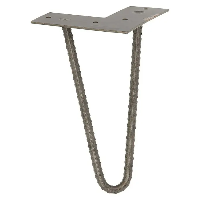 Wagner System Möbelfuß - Höhe: 20 cm, Stahl, Silber - Ein einzelnes, stilvolles Haarnadel-Tischbein aus Metall mit robuster Oberfläche, perfekt für DIY-Möbelprojekte.