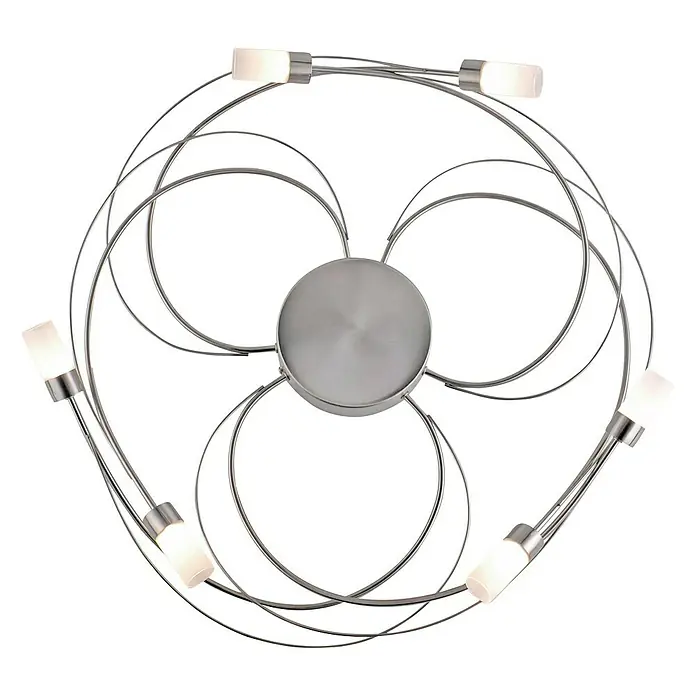 Paul Neuhaus LED-Deckenleuchte rund Nelia - 25 W, Chrom, Warmweiß - Moderne Deckenleuchte mit sechs Lichtquellen und einem verschlungenen, silberfarbenen Design, das jedem Raum Eleganz verleiht.