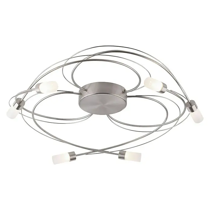Paul Neuhaus LED-Deckenleuchte rund Nelia - 25 W, Chrom, Warmweiß - Moderne Deckenleuchte mit geschwungenen Chromarmen und sechs zylinderförmigen Leuchten, die ein helles, zeitgemäßes Ambiente schaffen.