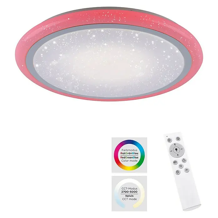 Paul Neuhaus LED-Deckenleuchte rund Luisa - 28 W, Chrom, Warmweiß - Ein LED-Deckenleuchte mit Farbwechsel und einstellbarer Farbtemperatur, gesteuert per Fernbedienung. Perfekt für stimmungsvolle Beleuchtung.