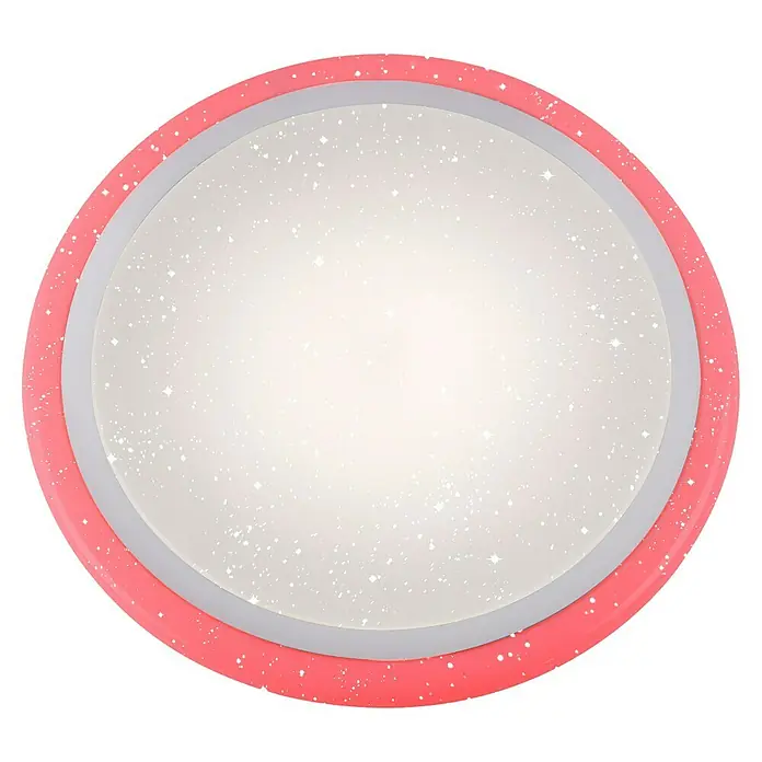 Paul Neuhaus LED-Deckenleuchte rund Luisa - 28 W, Chrom, Warmweiß - Runde LED-Deckenleuchte mit rosa Rahmen und Sternenmuster für eine stimmungsvolle Beleuchtung.
