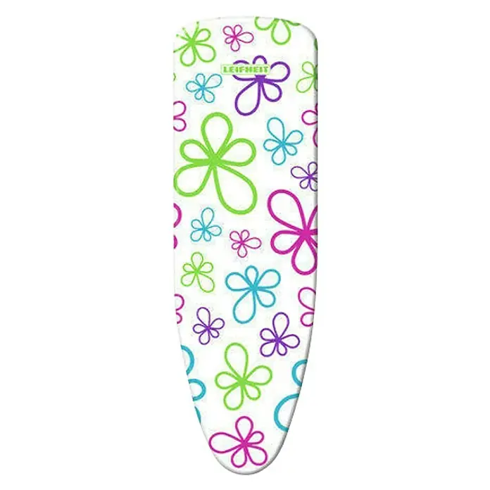 Leifheit Funda para tabla de planchar Cotton Classic Universal -  - Funda para tabla de planchar Leifheit con diseño floral en verde, azul y rosa. La funda es blanca y tiene el logo de Leifheit.