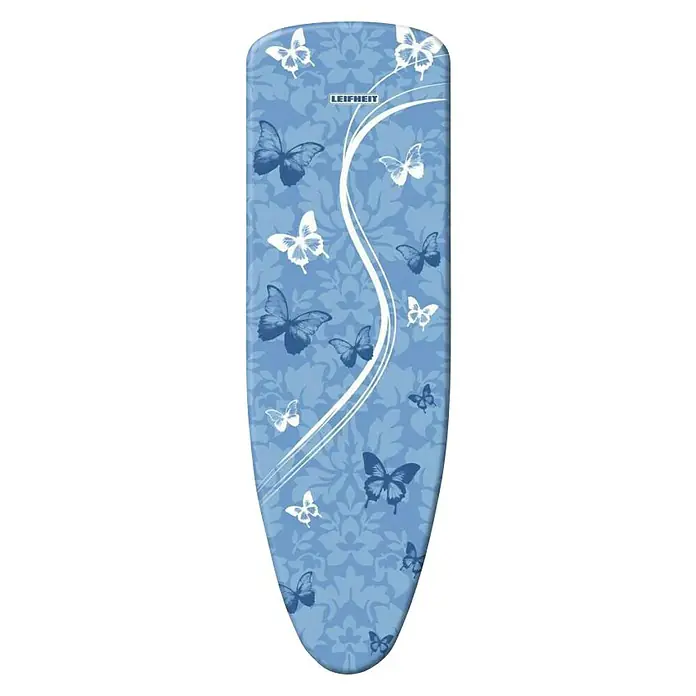 Leifheit Funda para tabla de planchar Thermo Reflect -  - Una tabla de planchar azul Leifheit con un estampado de mariposas. Ideal para planchar fácil y rápidamente todo tipo de ropa en casa.