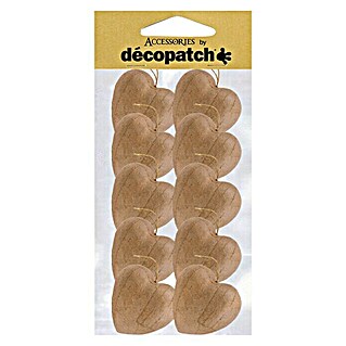 Décopatch Pieza decorativa pack Corazones con cordón (10 ud., Cartón, 2,5 x 4 cm)