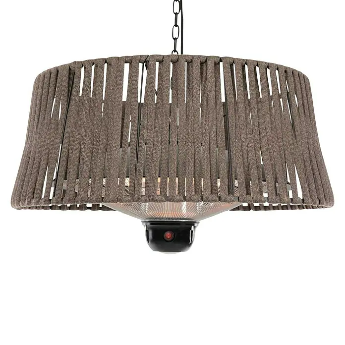Sunred Halogen-Heizstrahler Corda hängend - Durchmesser: 60 cm, 1.800 W, Braun - Diese Hängelampe mit Heizstrahler spendet Wärme und Licht. Das gewebte Design macht die Heizlampe zu einem echten Hingucker auf der Terrasse.
