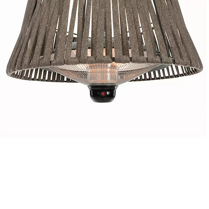 Sunred Calefactor halógeno Corda Standing 2100 - Altura: 213 cm, 2.100 W, Marrón - Calefactor exterior marrón trenzado con elemento calefactor incandescente y panel de control negro.