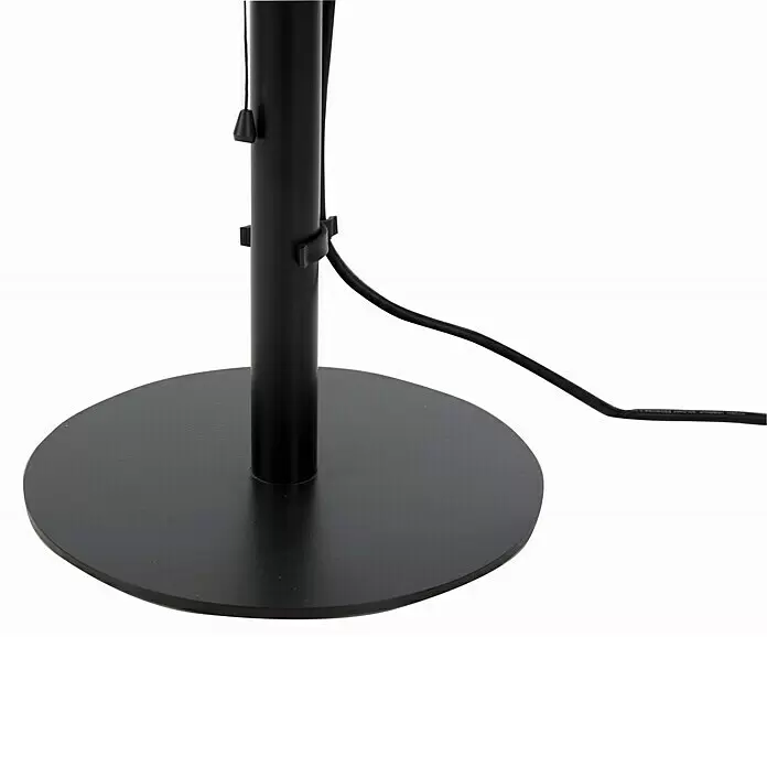 Sunred Calefactor halógeno Barcelona Table 1500 - Ø x Al: 44 x 66 cm, 1.500 W, Negro - Base redonda negra de lámpara o soporte con clips de cable que organizan un cable de alimentación negro.
