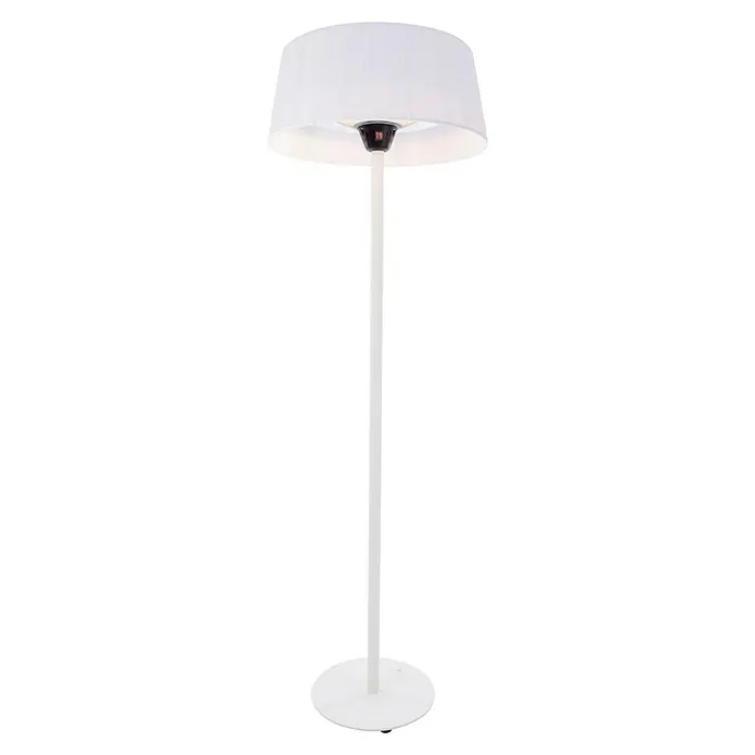 Sunred Halogen-Heizstrahler Artix - Höhe: 224 cm, Leistung: 2.100 W, Weiß - Elegante Stehlampe mit weißem Stoffschirm und stabilem, weißem Fuß für eine stilvolle Beleuchtung in jedem Raum.