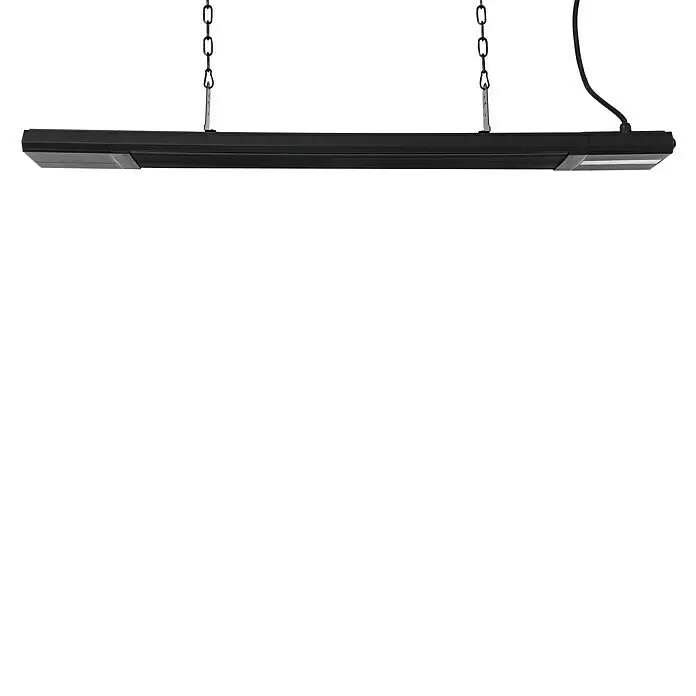 Sunred Heizstrahler Nero - 2.400 W, Schwarz, Breite: 116 cm - Schwarze lineare LED-Leuchte, an Ketten hängend, mit Stromkabel.