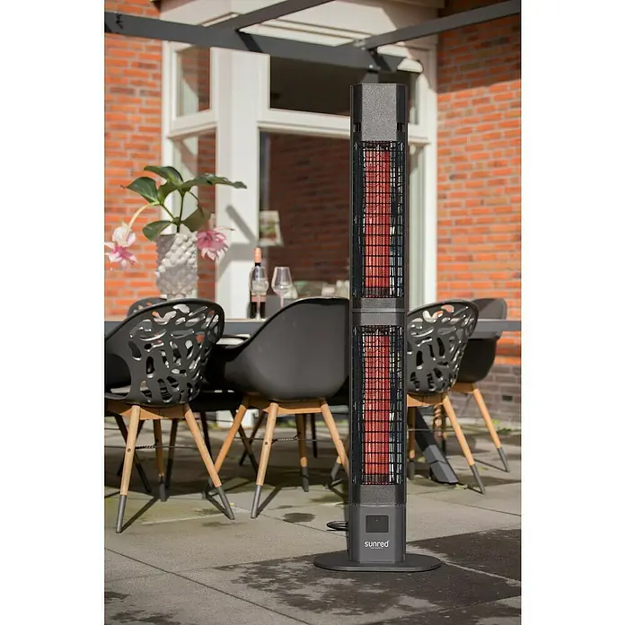 Sunred Infrarot-Heizstrahler Royal Diamond Valencia - 3.000 W, Schwarz, Höhe: 150 cm - Ein stilvoller Sunred Infrarot-Terrassenheizer sorgt für Wärme im Außenbereich. Ideal für gemütliche Abende im Garten oder auf der Terrasse.