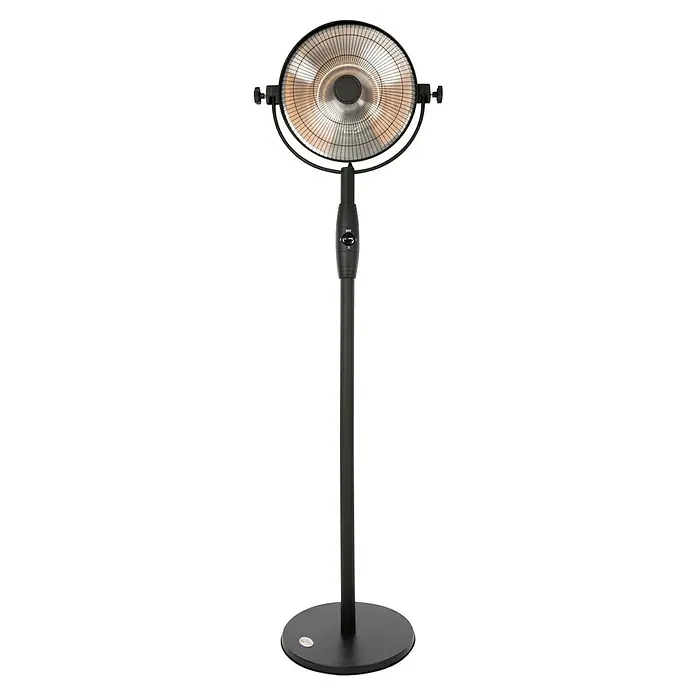 Sunred Halogen-Heizstrahler Retro - Höhe: 210 cm, 2.100 W, Schwarz - Standheizung: Eleganter, schwarzer Heizstrahler für den Innenbereich mit rundem Design und verstellbarer Höhe für angenehme Wärme.