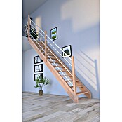 Starwood Raumspartreppe Mykonos (Breite: 81 cm, Buche, Geschosshöhe: 280 cm, Gerade, Montageseite Geländer: Links, Geländer Holz/Edelstahl weiß, Ohne Setzstufen) | BAUHAUS
