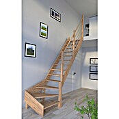Starwood Raumspartreppe Rhodos (Breite: 80 cm, Eiche, Geschosshöhe: 300 cm, 1/4-gewendelt rechts, Montageseite Geländer: Rechts, Designgeländer Holz/Holz, Ohne Setzstufen) | BAUHAUS