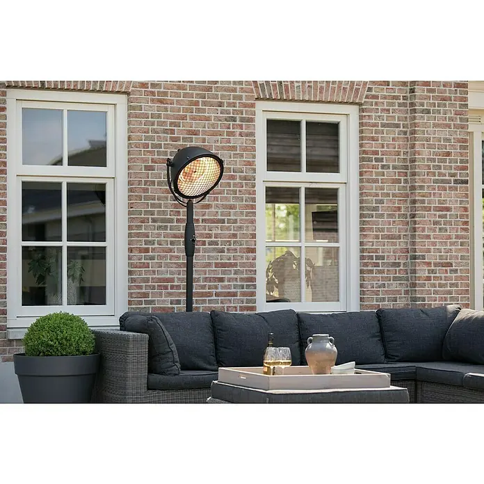 Sunred Calefactor halógeno Indus Standing 2100 - Altura: 210 cm, 2.100 W, Negro - Diseño elegante de patio con calefactor: disfrute del calor al aire libre. El calefactor garantiza horas acogedoras en el patio.
