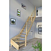 Starwood Raumspartreppe Korfu (Breite: 80 cm, Fichte, Geschosshöhe: 300 cm, 1/4-gewendelt rechts, Montageseite Geländer: Rechts, Designgeländer Holz/Holz, Ohne Setzstufen) | BAUHAUS
