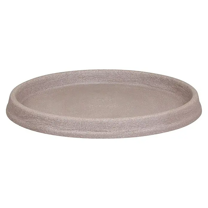 Geli Blumentopf-Untersetzer Marcella - Außenmaß (Ø x H): 42,5 x 4 cm, Kunststoff, Taupe - Nahaufnahme einer beigen Pflanzgefäßuntersetzer aus Kunststoff mit unebener Oberfläche, perfekt für den Innen- und Außenbereich.