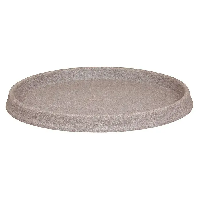 Geli Blumentopf-Untersetzer Marcella - Außenmaß (Ø x H): 47 x 4 cm, Kunststoff, Taupe - Abbildung eines runden, sandfarbenen Pflanzgefäßuntersetzers, ideal zum Schutz von Oberflächen vor Wasser und Schmutz.