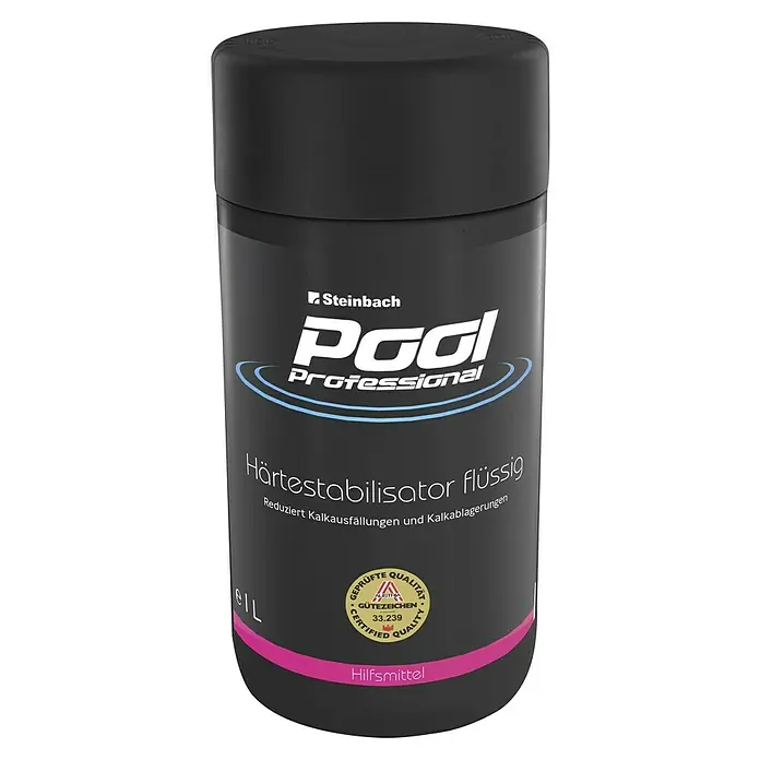 Steinbach Pool Professional Härtestabilisator - 1 l - Produktbild von Steinbach Pool Professional Härtestabilisator flüssig. Reduziert Kalkausfällungen und Kalkablagerungen im Pool.