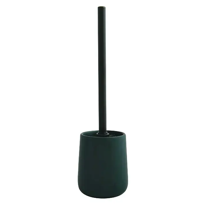 MSV Maonie Escobillero de suelo - Altura: 38,8 cm, Cerámica, Verde oscuro - Escobilla de baño verde oscuro con mango negro. El accesorio perfecto para cualquier baño moderno.
