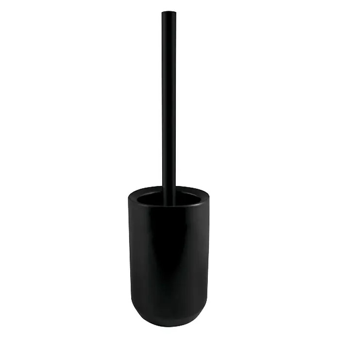 Spirella Jaro Escobillero de suelo - Gres porcelánico, Negro - Escobilla de baño negra con soporte. El diseño elegante se integra perfectamente en cualquier baño y garantiza la limpieza.