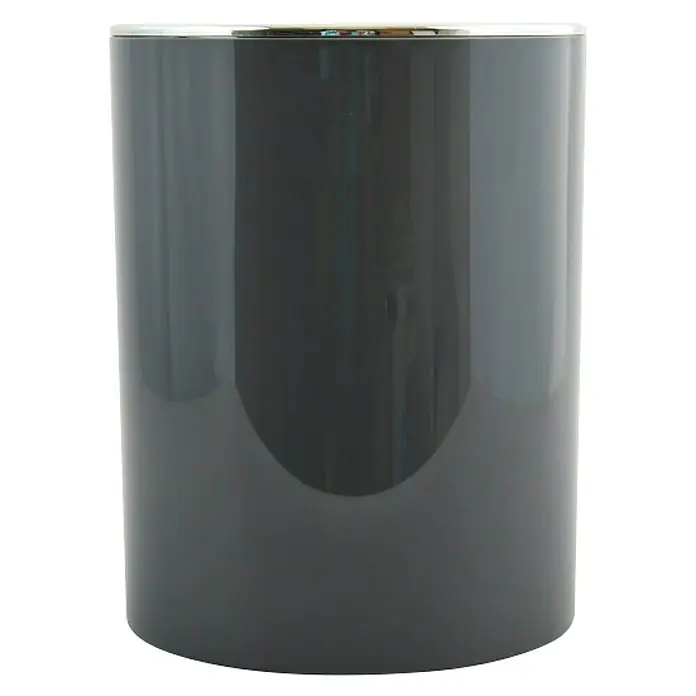 MSV Cubo de basura de baño Kamaka - 6 l, Plástico, Gris oscuro - Una elegante papelera gris con un acabado brillante y borde plateado, ideal para un baño moderno.