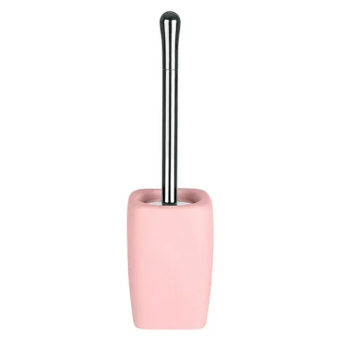 Spirella Retro Escobillero de suelo - Gres porcelánico, Rosa pastel - Un escobillero rosa con mango plateado, ideal para cualquier baño moderno. Diseño funcional y elegante para la higiene.