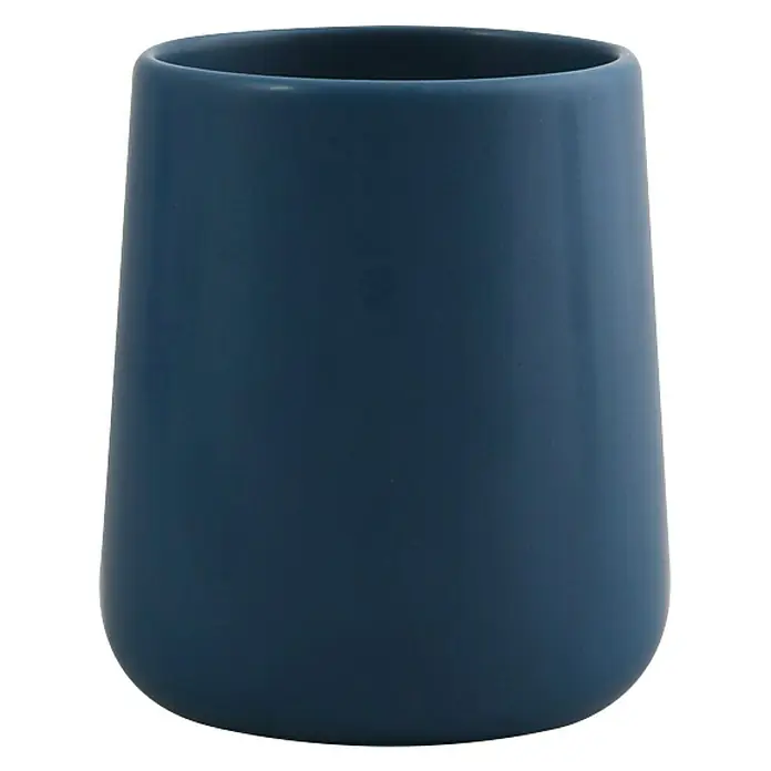 MSV Maonie Portacepillos - Ø x Al: 8,5 x 10 cm, Cerámica, Azul oscuro - Un vaso de cerámica azul con un acabado liso. Ideal para accesorios de baño.
