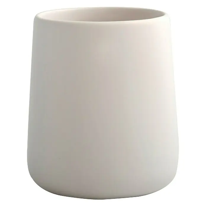 MSV Maonie Portacepillos - Ø x Al: 8,5 x 10 cm, Cerámica, Blanco - Vaso cilíndrico de cerámica blanca con bordes redondeados, perfecto para baño o cocina. Diseño sencillo para decoraciones modernas.