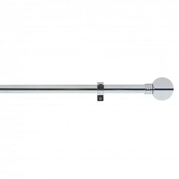 Barra para cortinas Esfera Anillo - Ø x L: 19 mm x 110 cm, Metal, Cromo - Barra de cortina metálica con extremo de bola y soporte, ideal para espacios modernos.