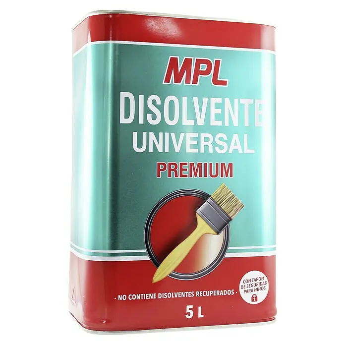MPL Disolvente líquido Universal Premium - 5 l - Lata de disolvente universal Premium MPL, de 5 litros. Apto para diversas aplicaciones con cierre de seguridad infantil.