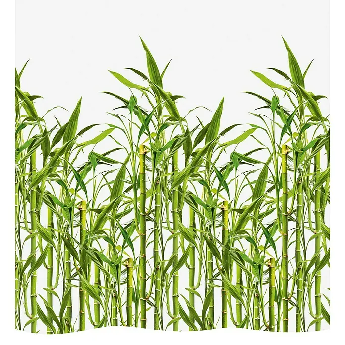 Diaqua Textil-Duschvorhang Bamboo - B x H: 180 x 200 cm, Grün/Weiß - Ein lebendiges Muster aus grünen Bambusstängeln und Blättern vor einem hellen Hintergrund. Ideal für Natur- und Deko-Projekte.