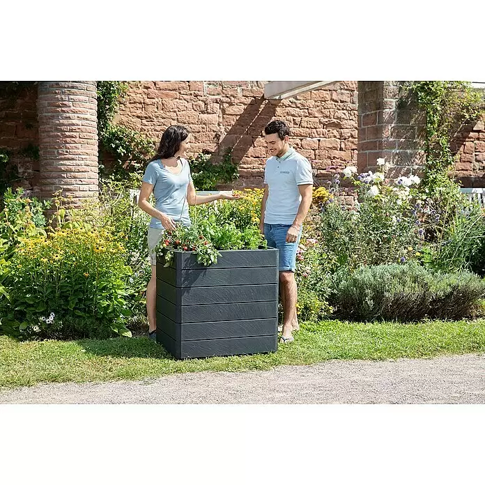 Garantia Hochbeet Ergo Quadro M Stone - Set - 60 x 80 x 75 cm, Kunststoff, Anthrazit - Anwendungsbeispiel