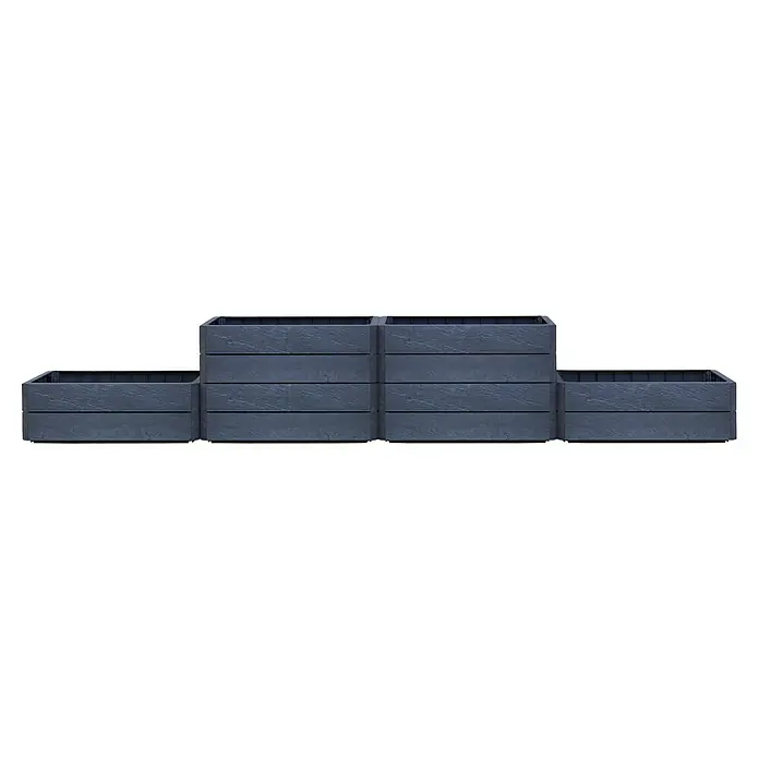 Garantia Hochbeet Ergo Vario 2 Stone - Set - 120 x 80 x 75 cm, Kunststoff, Anthrazit - Aufgereihte, kastenförmige Pflanzgefäße in verschiedenen Höhen, die eine stilvolle und vielseitige Lösung für die Gartengestaltung bieten.
