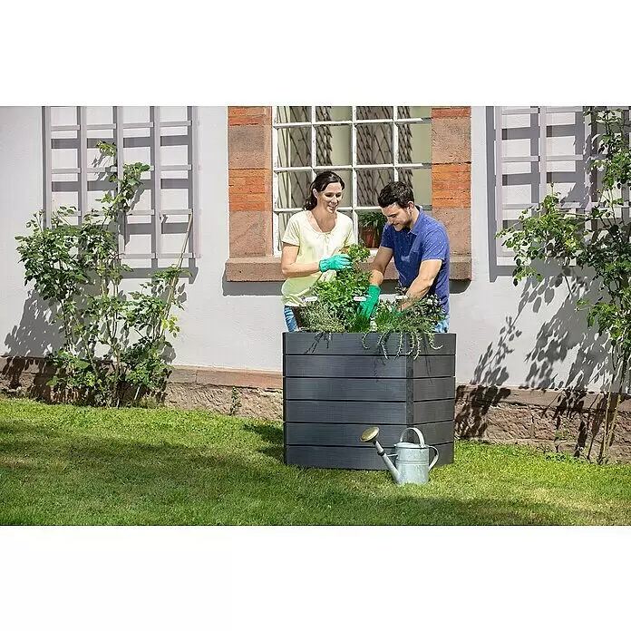 Garantia Hochbeet Ergo Quadro M Wood - Set - 60 x 80 x 75 cm, Kunststoff, Anthrazit/Braun - Anwendungsbeispiel
