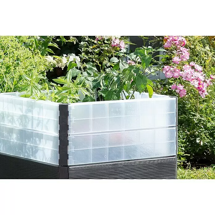Garantia Hochbeet Ergo Quadro Turbo S Wood - Set60 x 60 x 50 cm, Kunststoff, Anthrazit/Braun