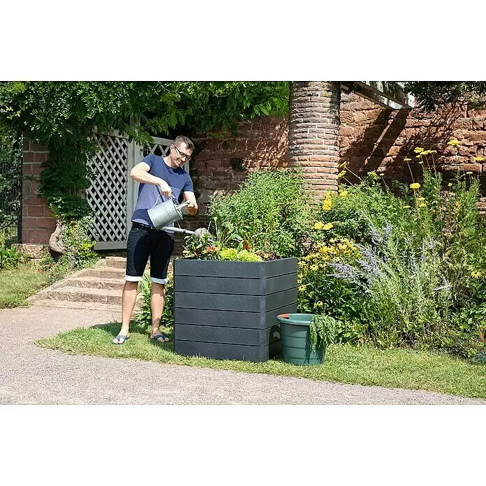 Garantia Hochbeet Ergo Quadro L Stone - Set - 80 x 80 x 75 cm, Kunststoff, Anthrazit - Anwendungsbeispiel
