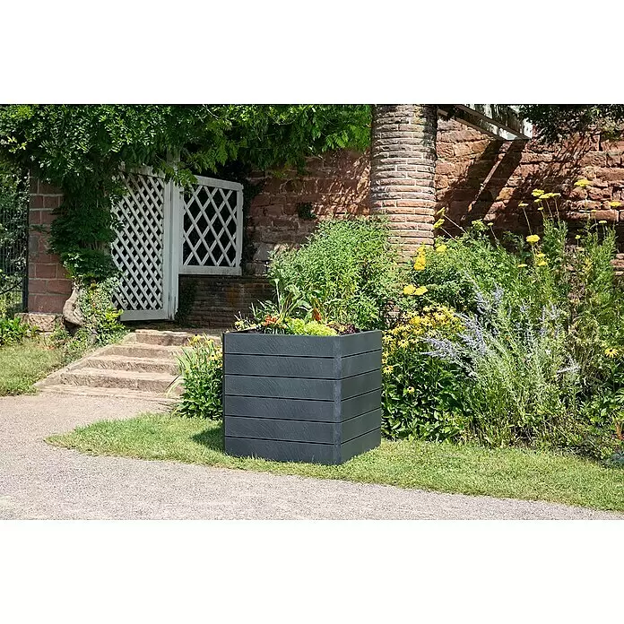 Garantia Hochbeet Ergo Quadro L Stone - Set80 x 80 x 75 cm, Kunststoff, Anthrazit