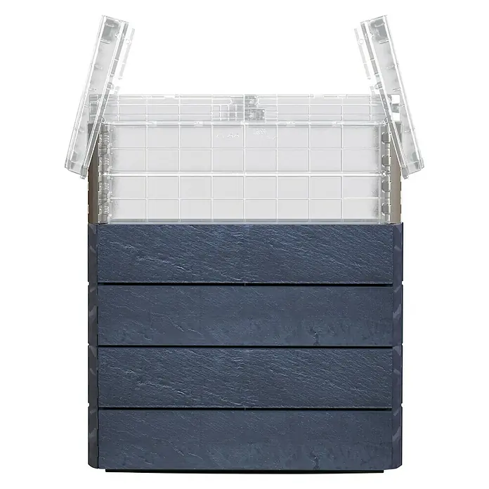 Garantia Hochbeet Ergo Quadro Turbo Plus M Stone - Set - 80 x 60 x 85 cm, Kunststoff, Anthrazit - Ein multifunktionaler Hocker mit klappbaren Handgriffen und einer Ablagefläche im schlichten Design. Ideal für zu Hause oder unterwegs.
