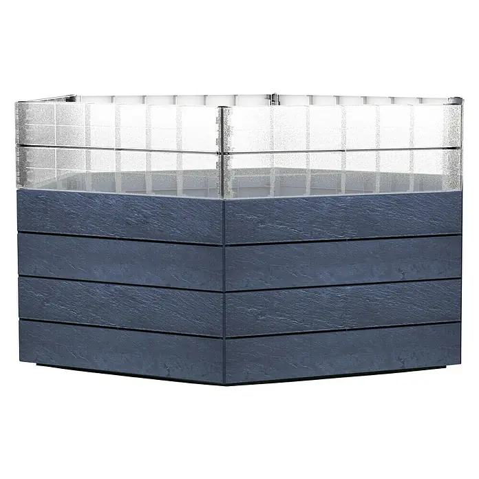 Garantia Hochbeet Ergo Turbo XL Stone Set - Ø x H: 145 x 75 cm, Kunststoff, Anthrazit - Ein quadratischer, mehrschichtiger Pflanzkasten in Grau- und Silbertönen, ideal für Garten und Terrasse. Stilvolles Design für Pflanzenliebhaber.